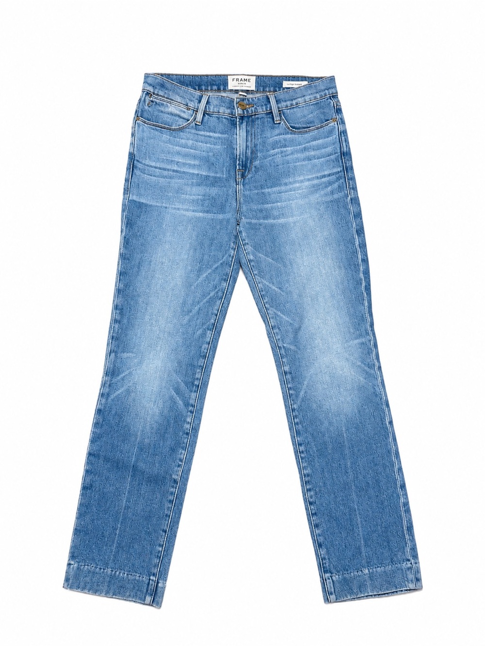FRAME Le High Straight Jeans Withers Wash Light Blue Stretch Denim Sz 26